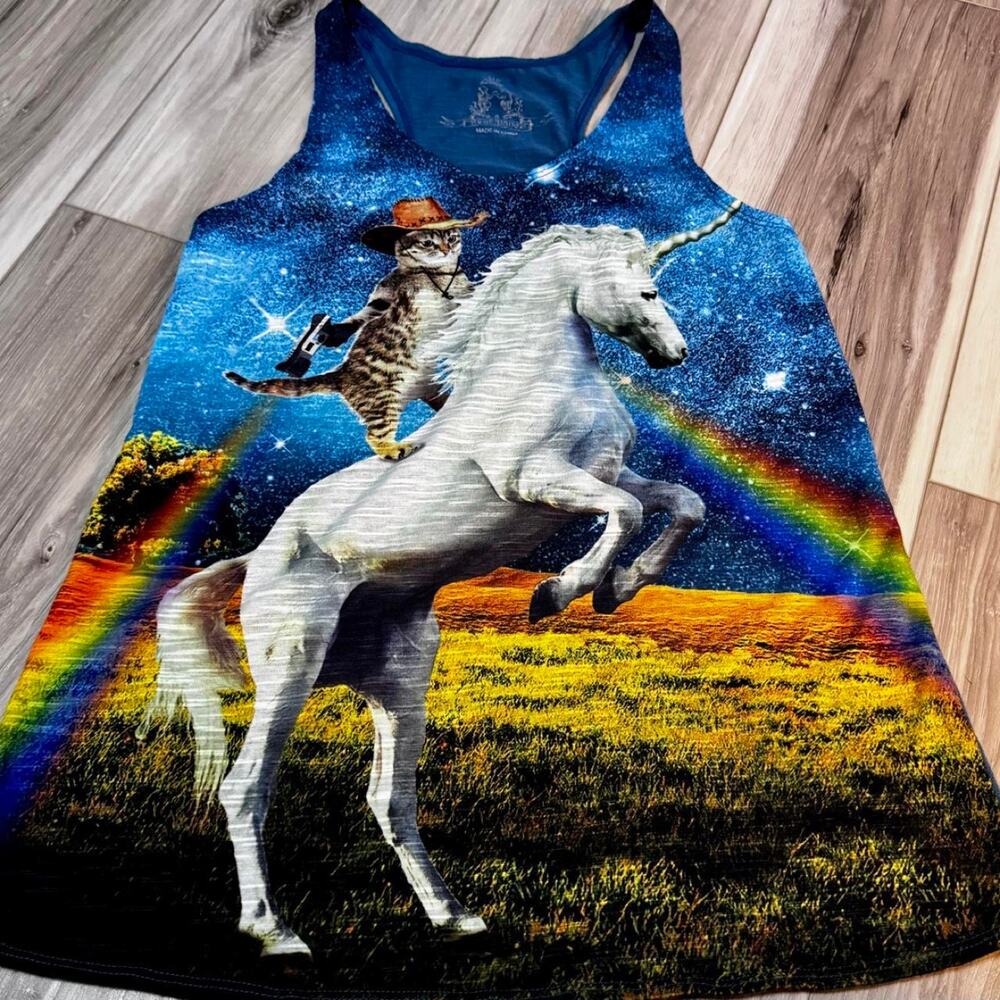 Bear dance cat riding unicorn